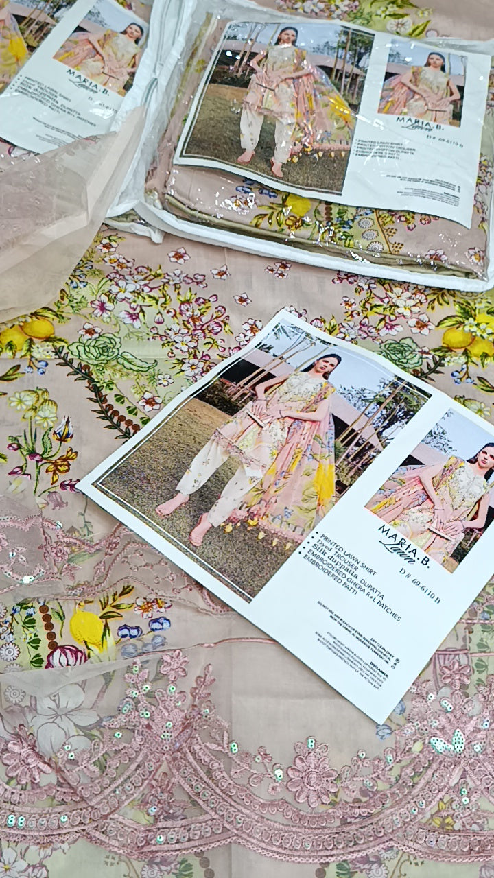 3pc bow pink lawn