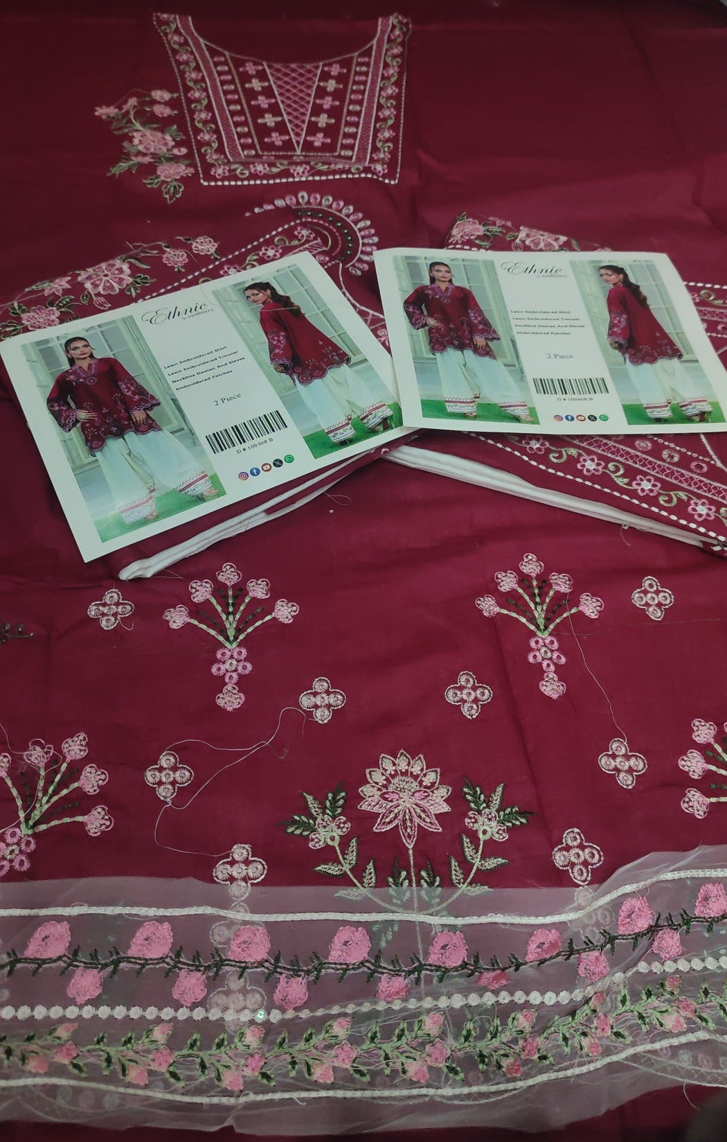 2pc zariya maroon lawn