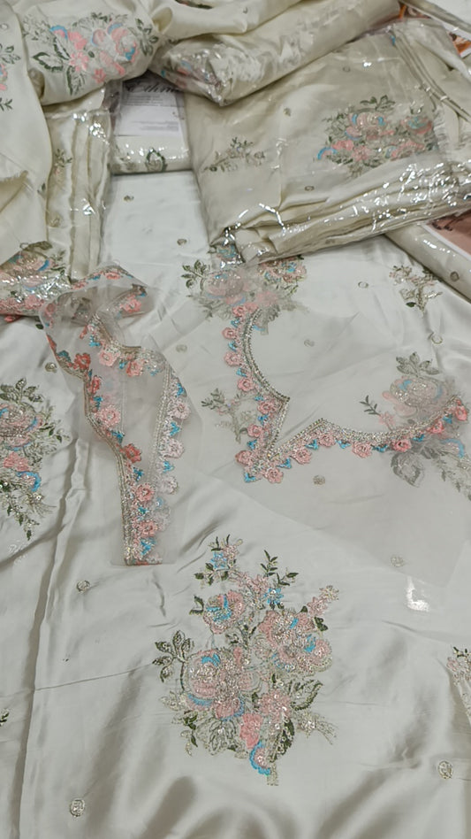 2pc Silk off-white haleeema silk silk