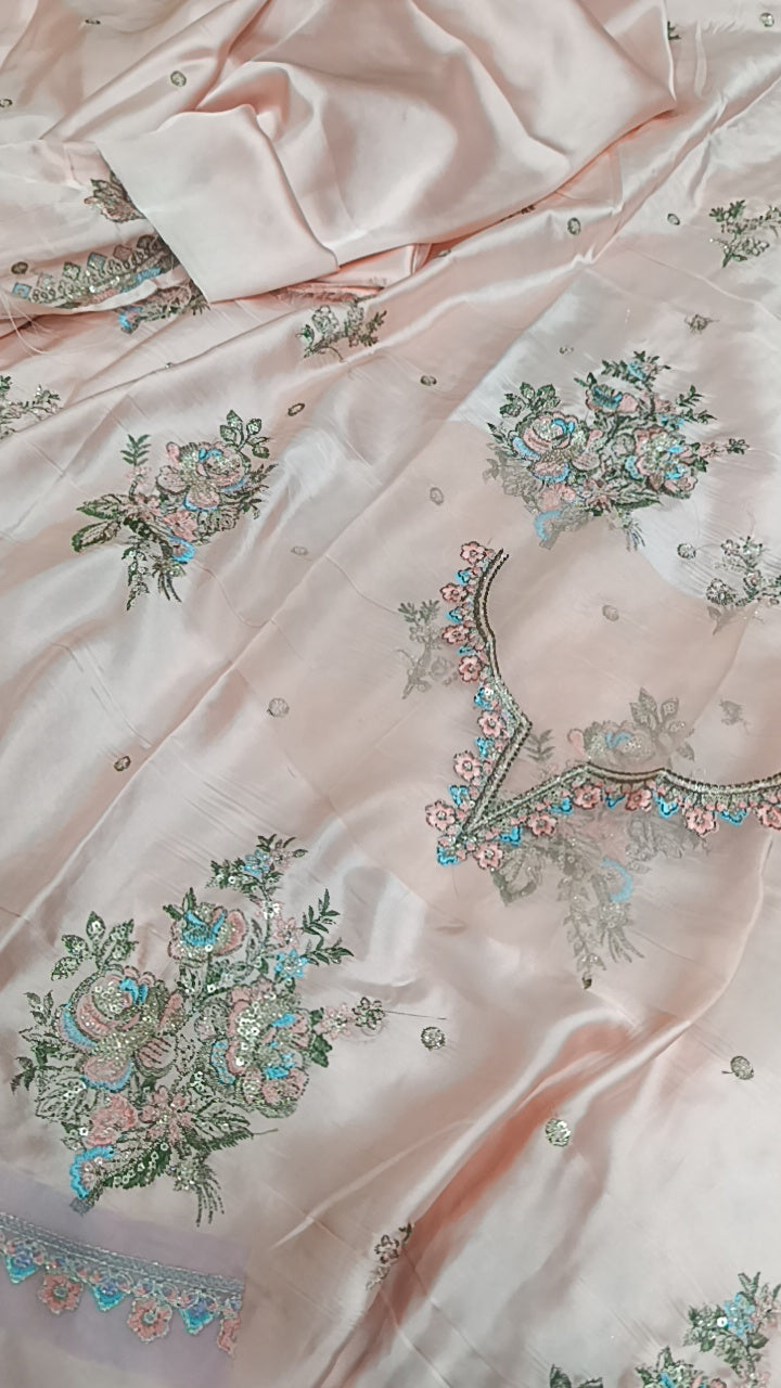 2pc Silk peach Haleema silk silk