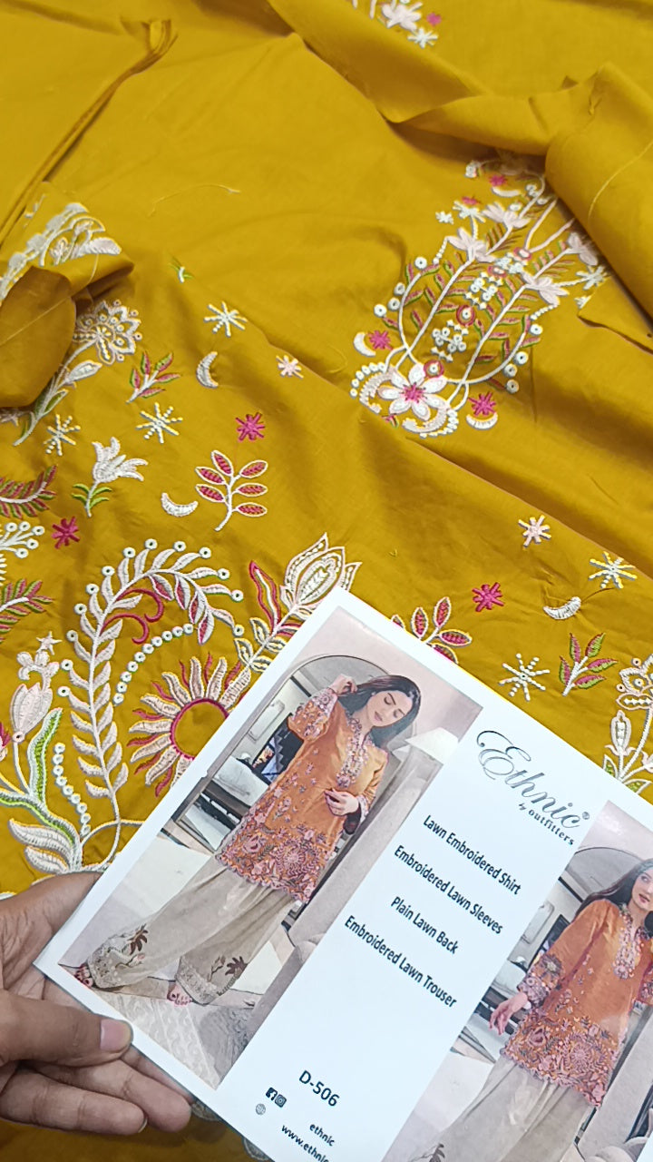 2pc ethnic Musturd lawn