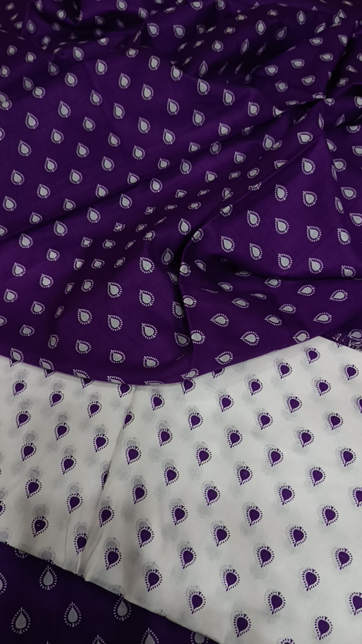 2pc purple white lawn