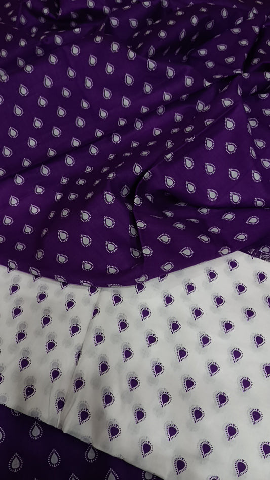 2pc purple white lawn