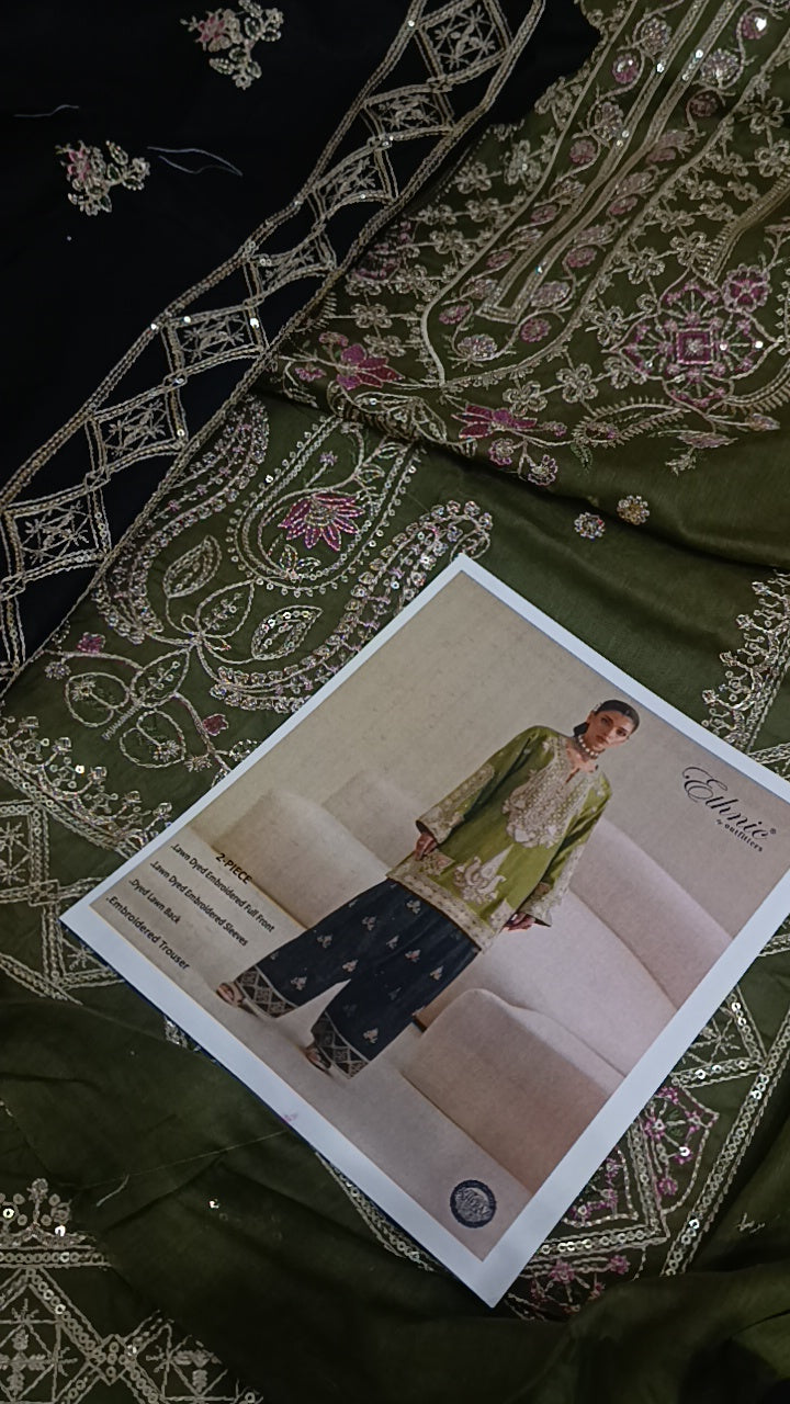 2pc ethnic Mehndi lawn