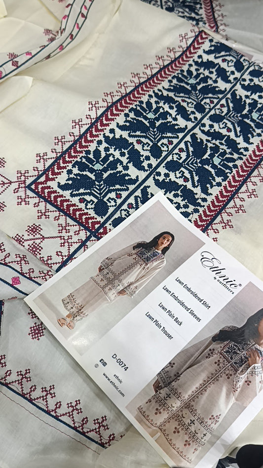 2pc ethnic Cream lawn