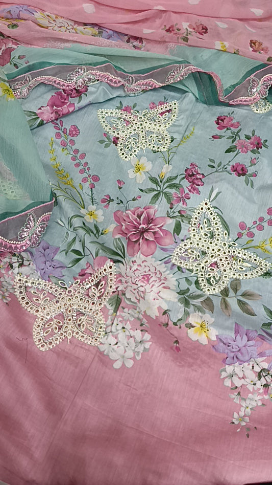 3pc Spanish pink latee lawn