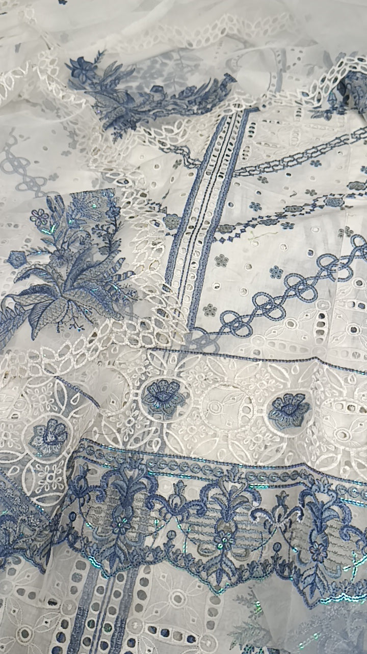 3pc momina white lawn
