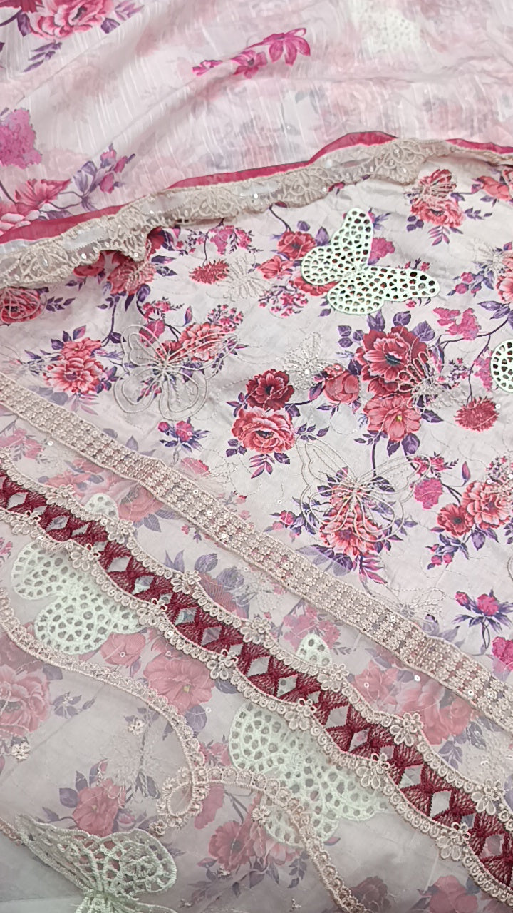 3pc New Butterfly pink Lawn
