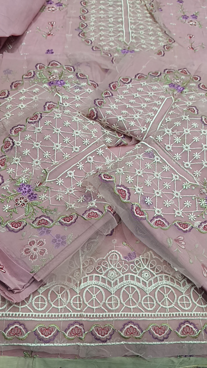 2pc T-Pink Lawn Emb