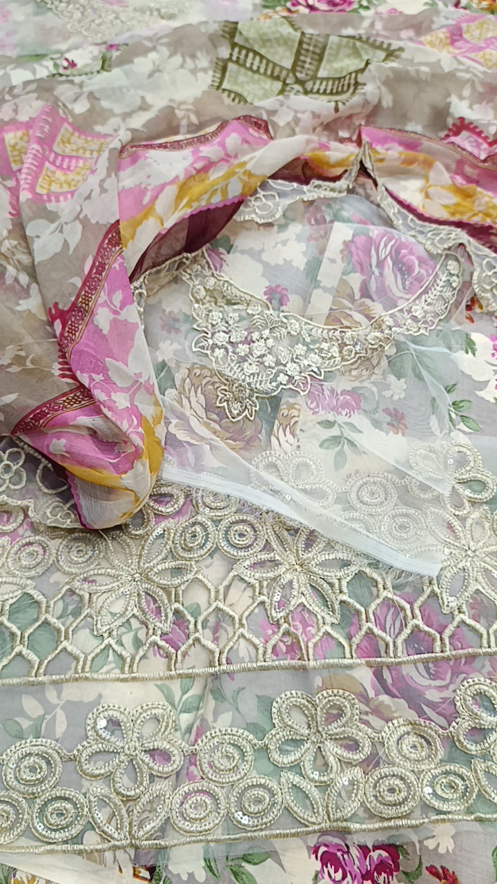 3pc Qissah pink lawn