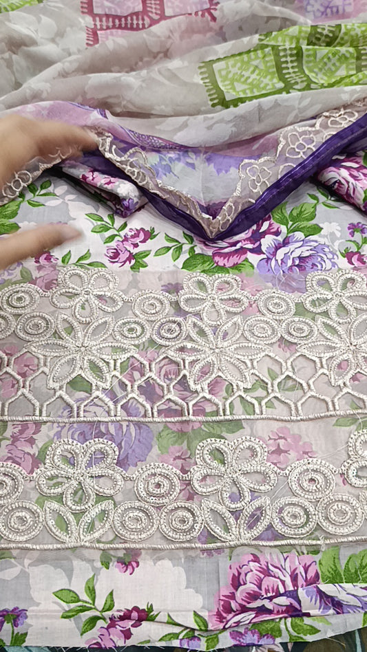 3pc Qissah lilac lawn