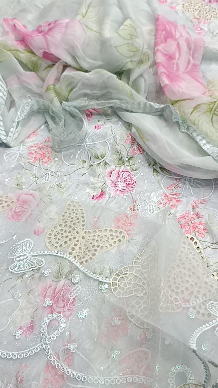 3pc Grey butterfly lawn sale