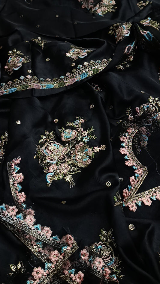 2pc haleema silk black
