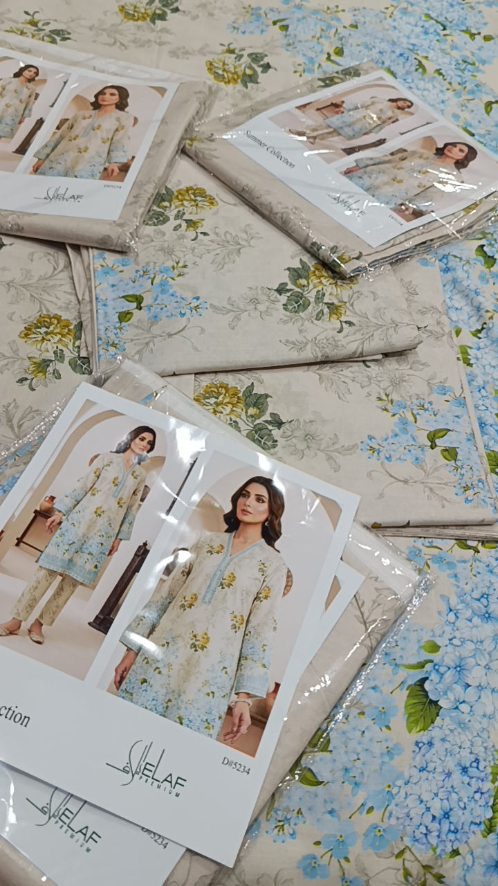 2pc Elaf flower Queen print lawn