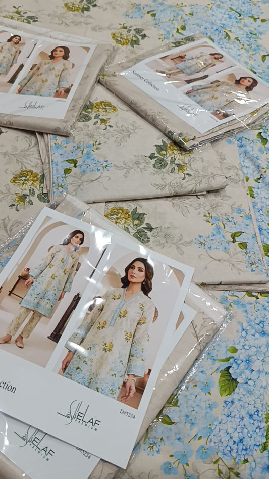 2pc Elaf flower Queen print lawn