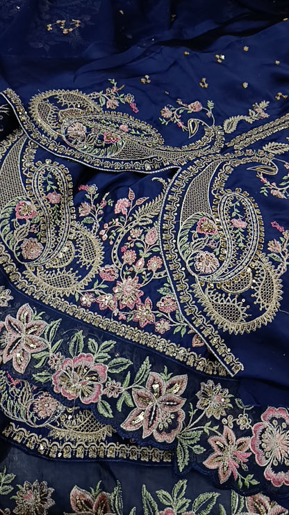 3pc slits blue boutique style silk