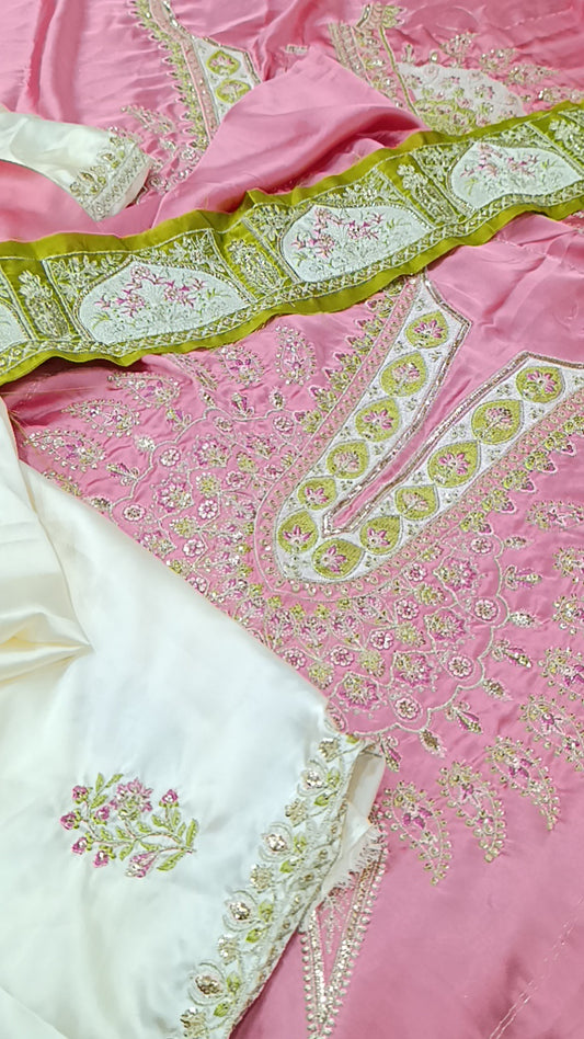 2pc white pink constant silk