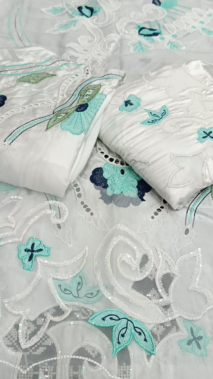 2pc Nadia white silk