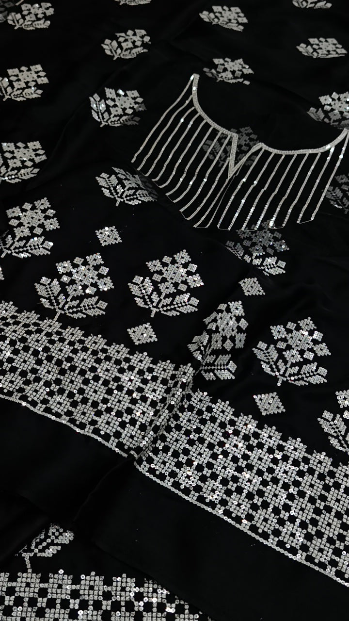 2pc Chamki black silk
