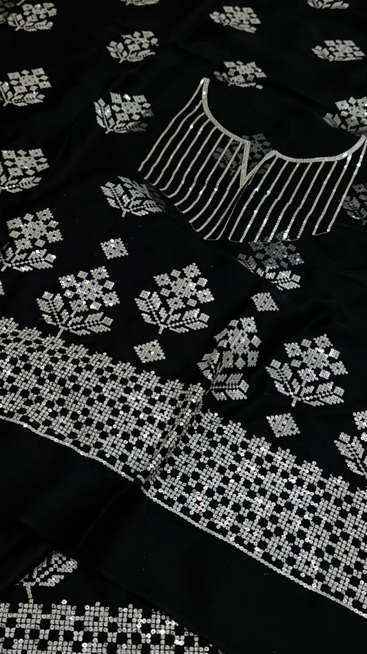 2pc Chamki black silk
