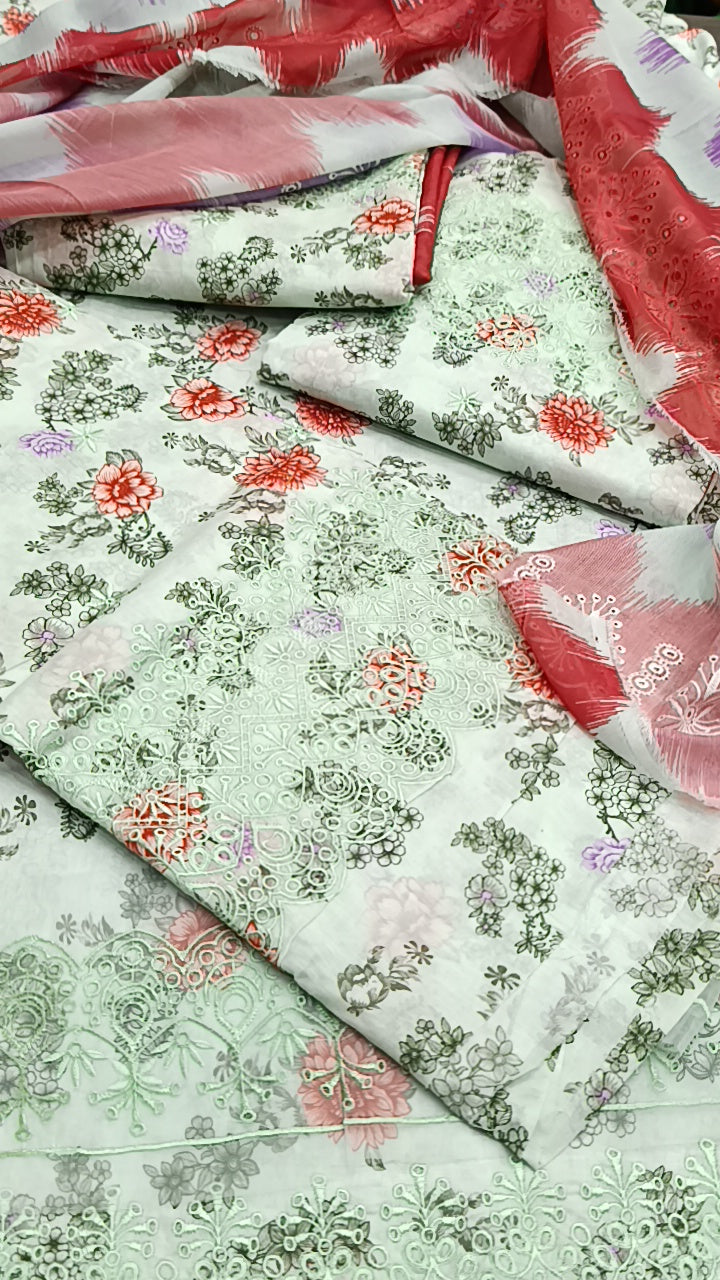 3pc Elegant print lawn