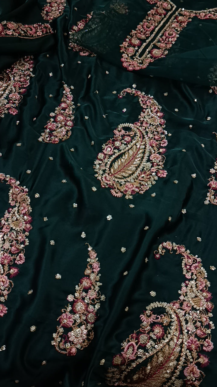 2pc Shelling green silk
