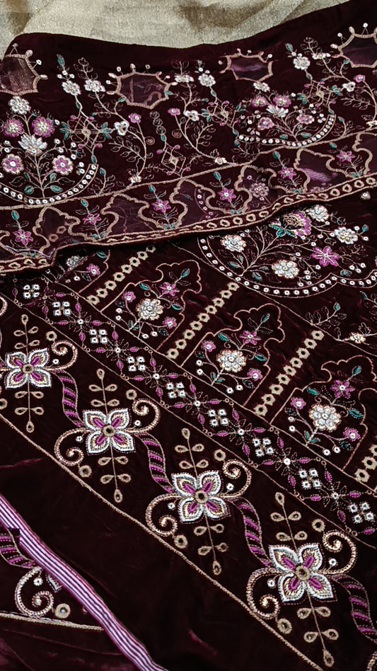 3pc uk velvet mehroon
