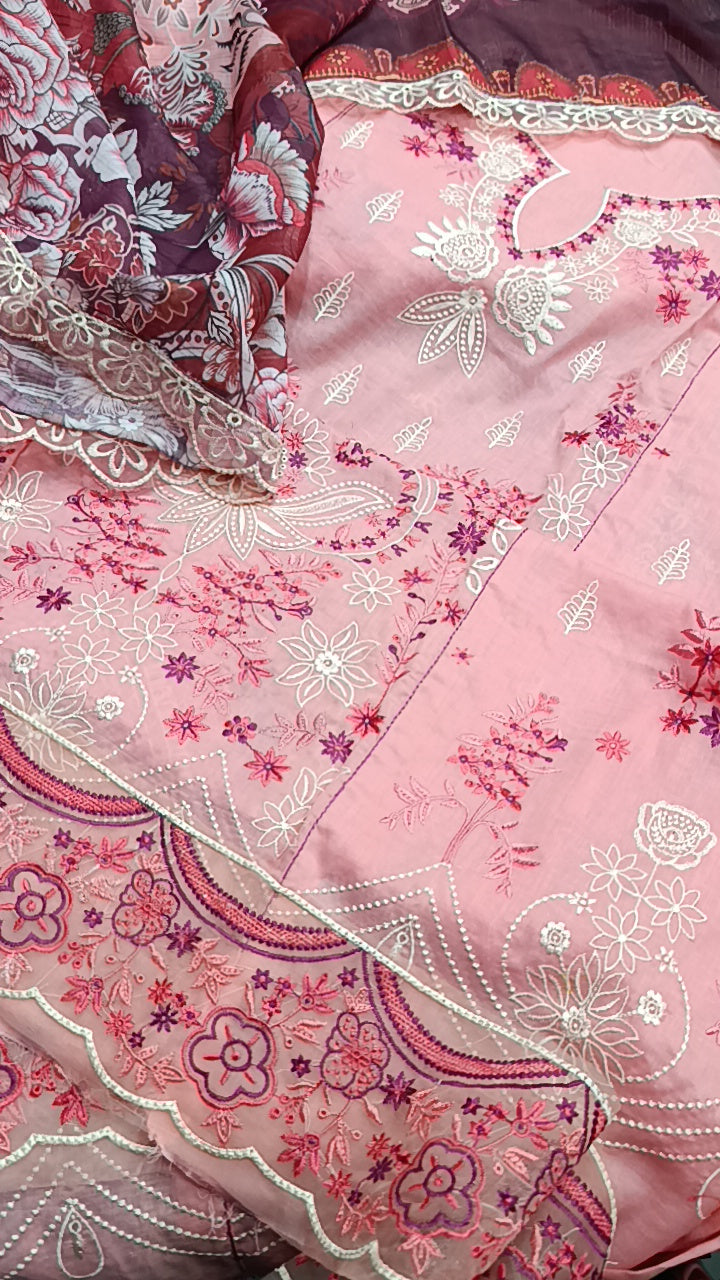 3pc Jade pink lawn
