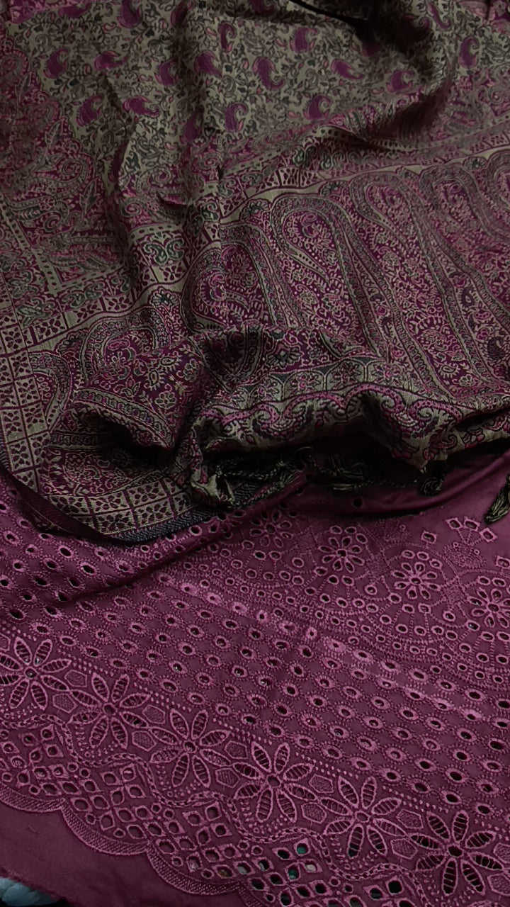 3pc dhanak pink kashmiri