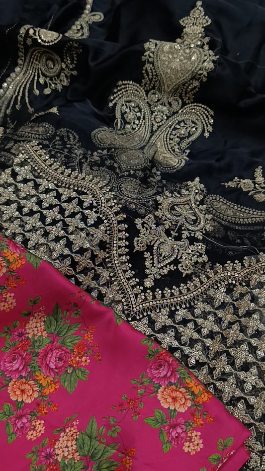 2pc zirqa black silk