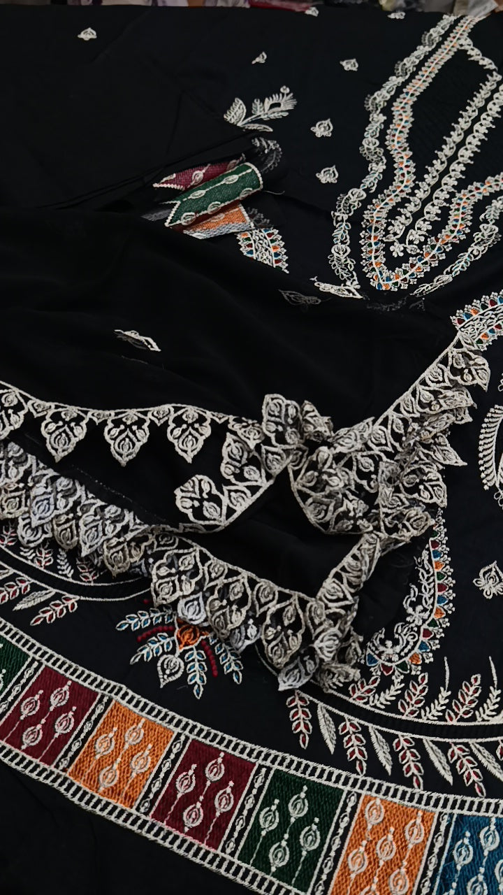 3pc jazmin black lawn