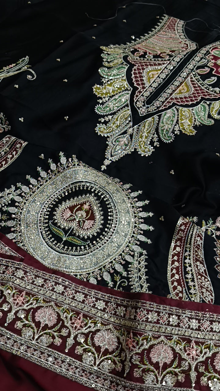 2pc nashmiya black silk