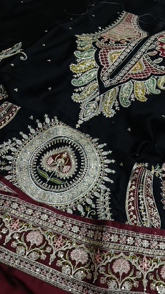 2pc nashmiya black silk