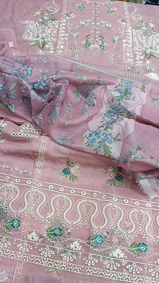 3pc Vicks tea pink lawn
