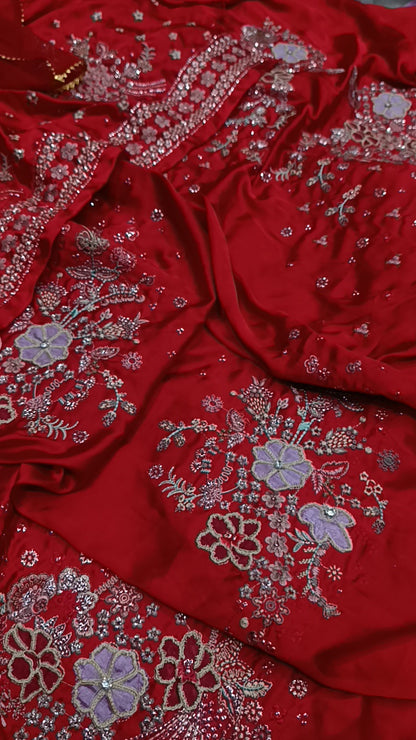 3pc Nureh pret red silk