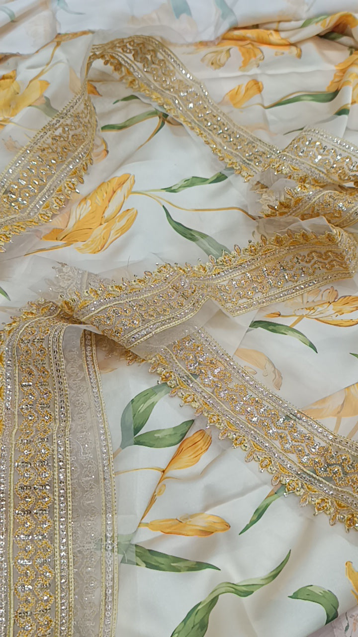 2pc Azure Marigold print silk