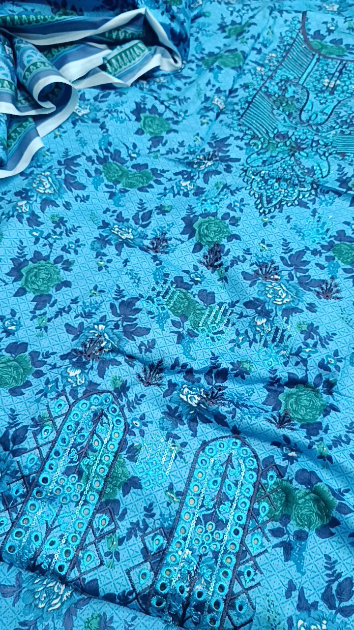 3pc Binsaeed linen  sky