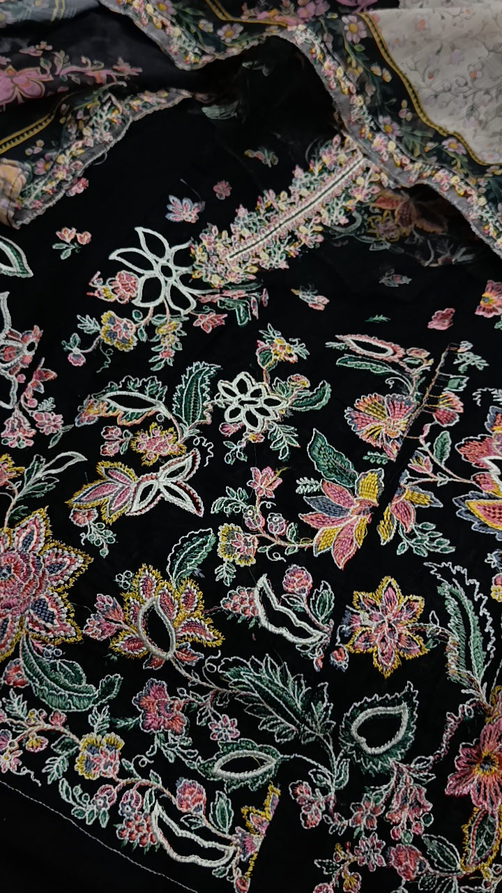 3pc Preet black lawn