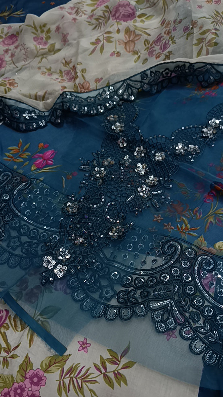 3pc silk afsana floral
