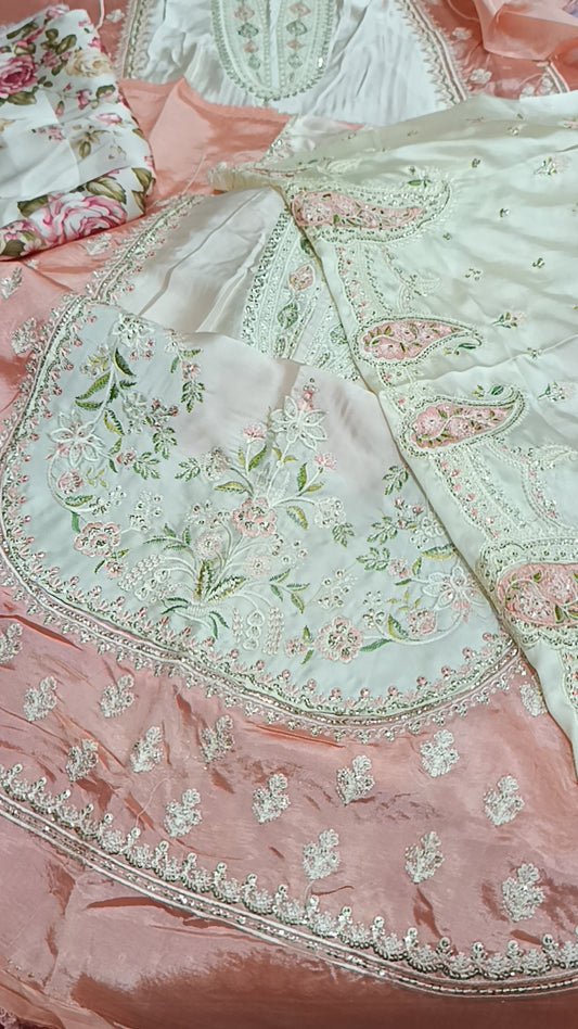 2pc silk mistreee white pink