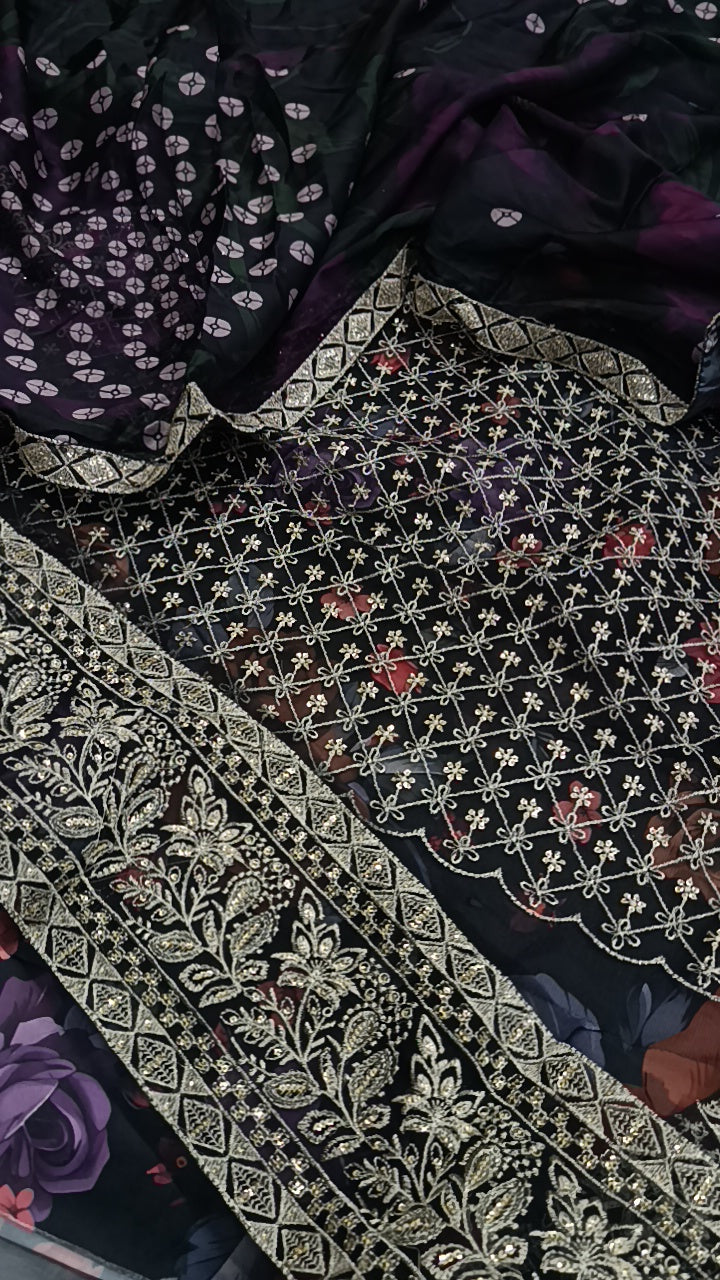 3pc hira faisal gown silk