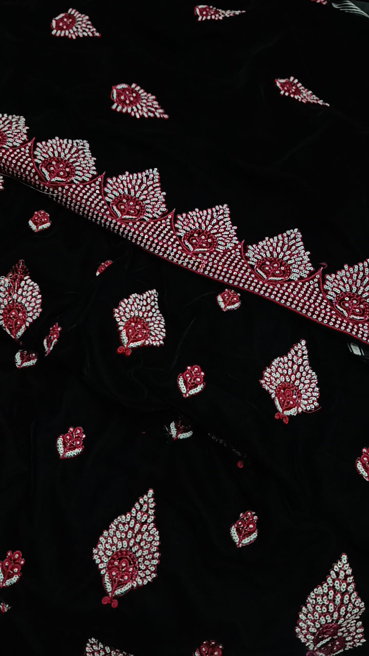 3pc midnight velvet 11000 black red