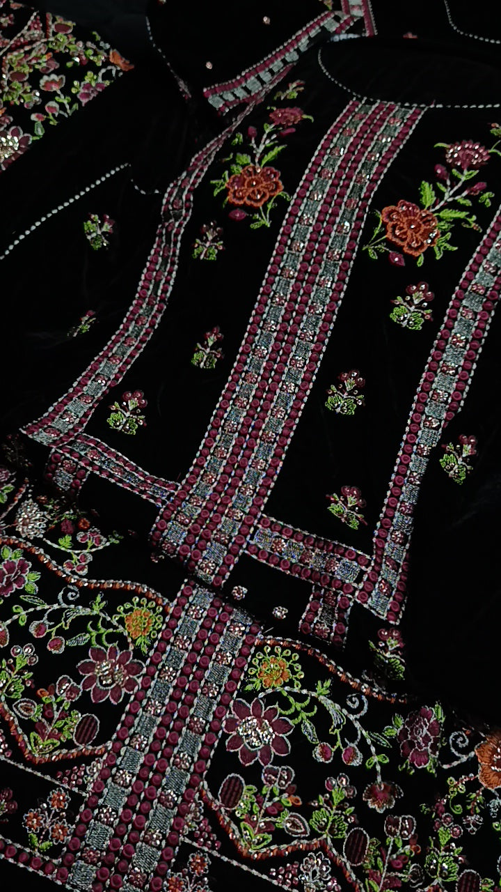 3pc jet black aneelas velvet