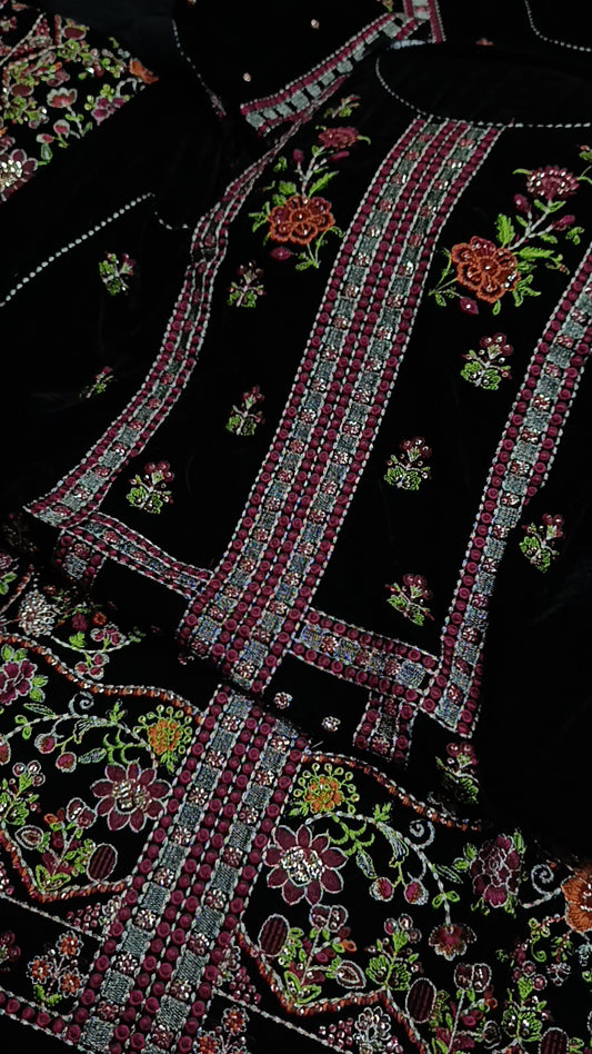 2pc jet black aneelas velvet