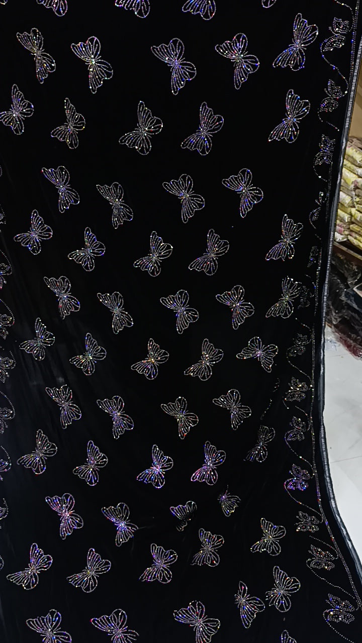 3pc shiny black butterfly Glitters velvet