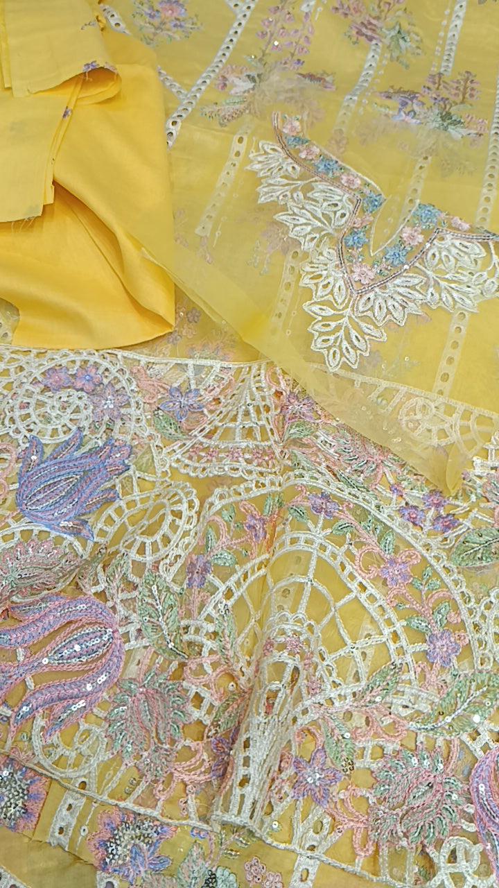 3pc Tania yellow lawn