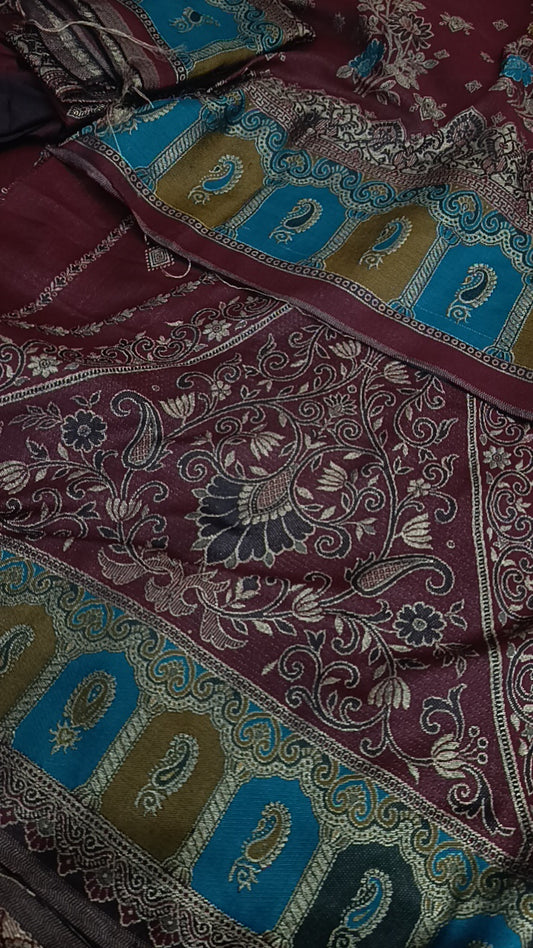 3pc Rani mehroon banarsi dhankh