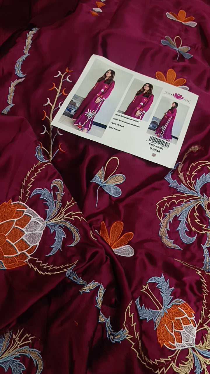 2pc Fushia pink silk
