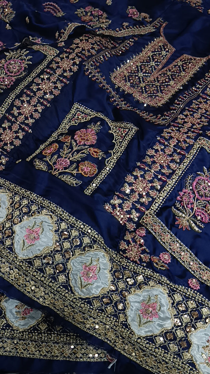 3pc blue chakoor  ethnic silk