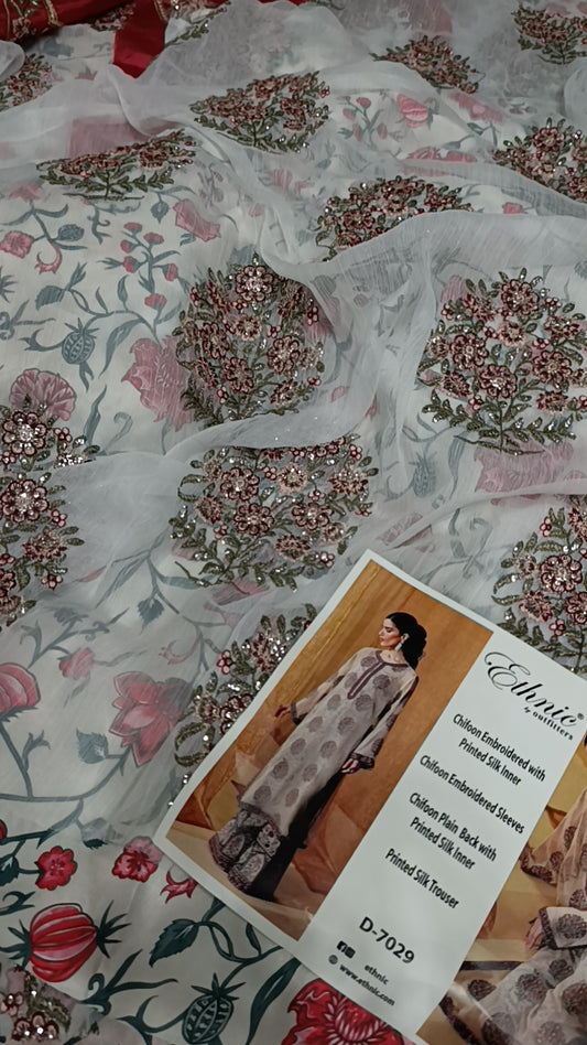 2pc chiffon white guljeet silk